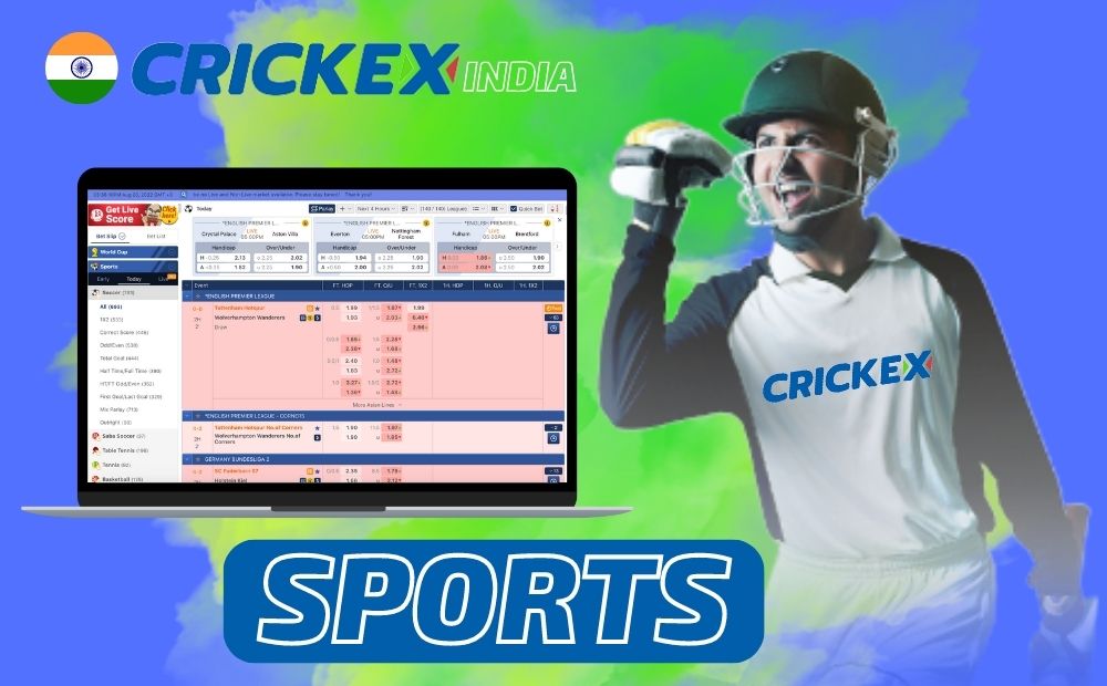 All sports for placing bets at Crickex India detailed review
